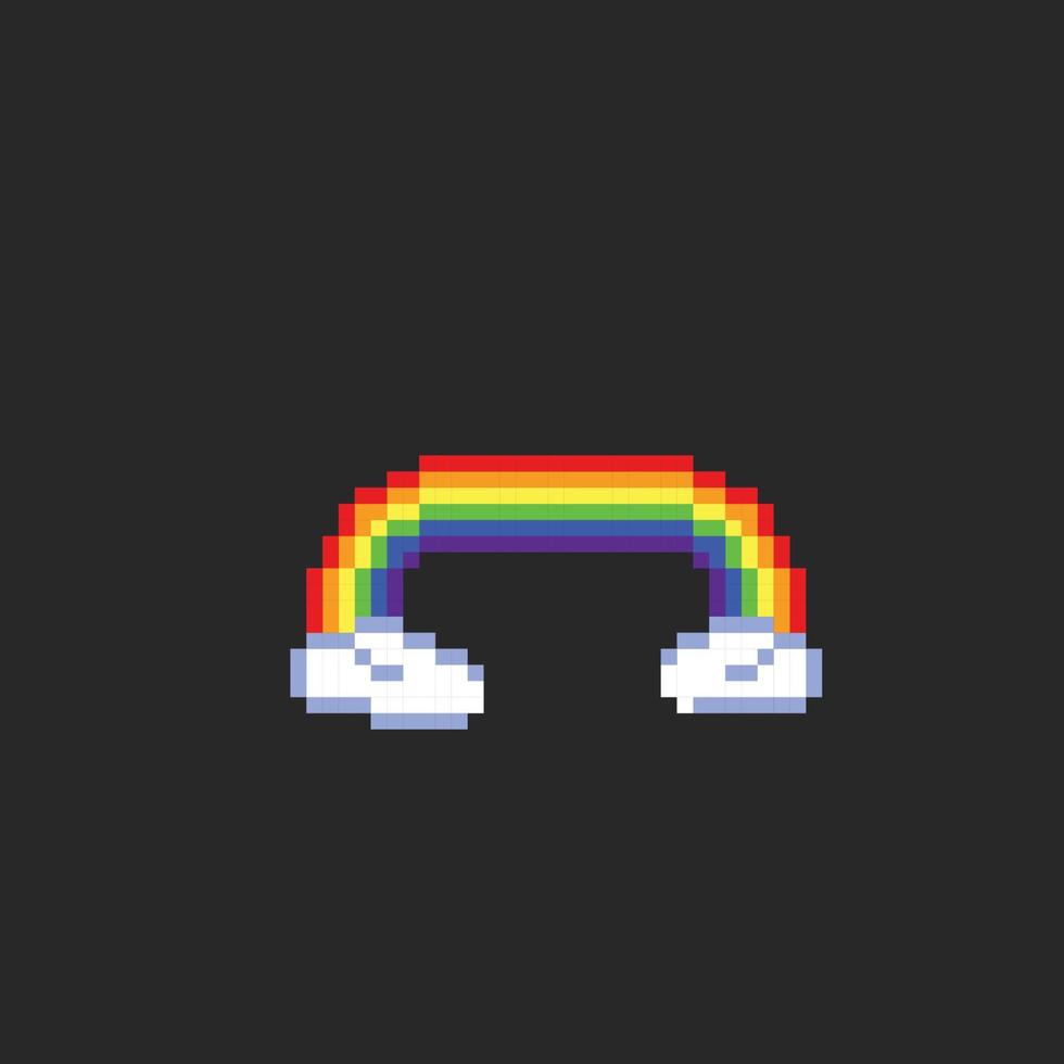 regenboog met wolk in pixel kunst stijl vector