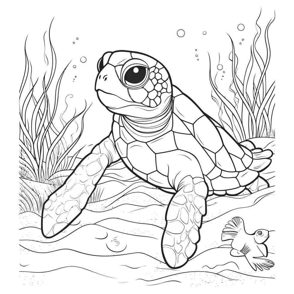 mooi schattig schildpad kleur Pagina's vector