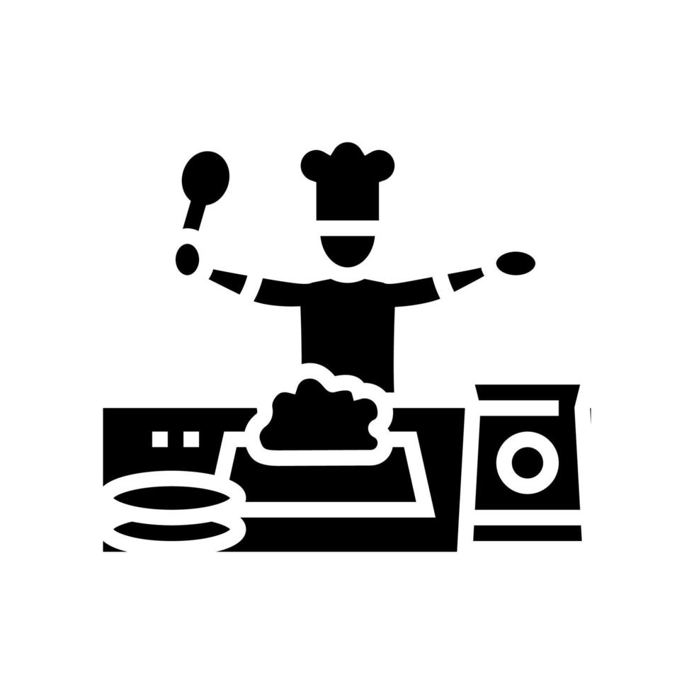 Koken kind vrije tijd glyph icoon vector illustratie