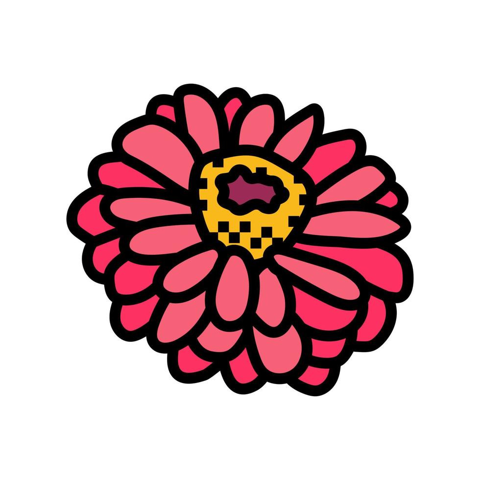 zinnia bloesem voorjaar kleur icoon vector illustratie