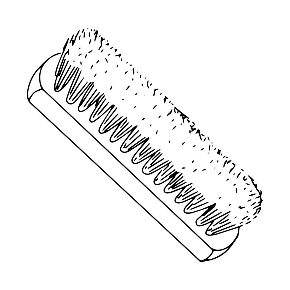 zwart contour lineair silhouet van een houten borstel in lijn kunst stijl. voorkant kant visie. vector gemakkelijk vlak grafisch illustratie. geïsoleerd voorwerp Aan een wit achtergrond.