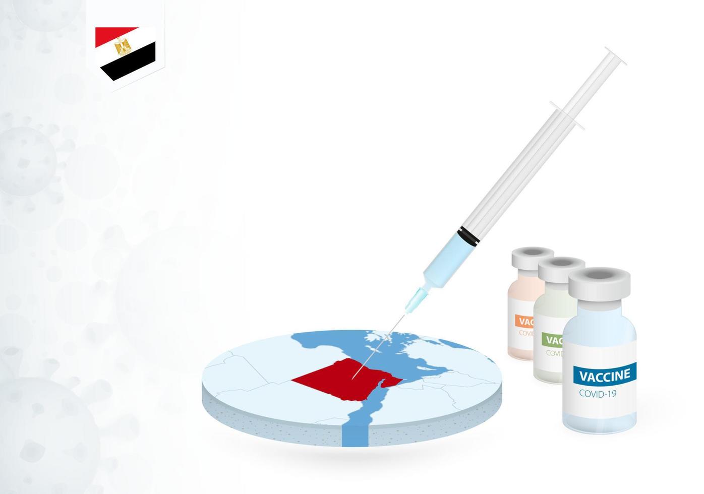 vaccinatie in Egypte met verschillend type van covid-19 vaccin. concept met de vaccin injectie in de kaart van Egypte. vector