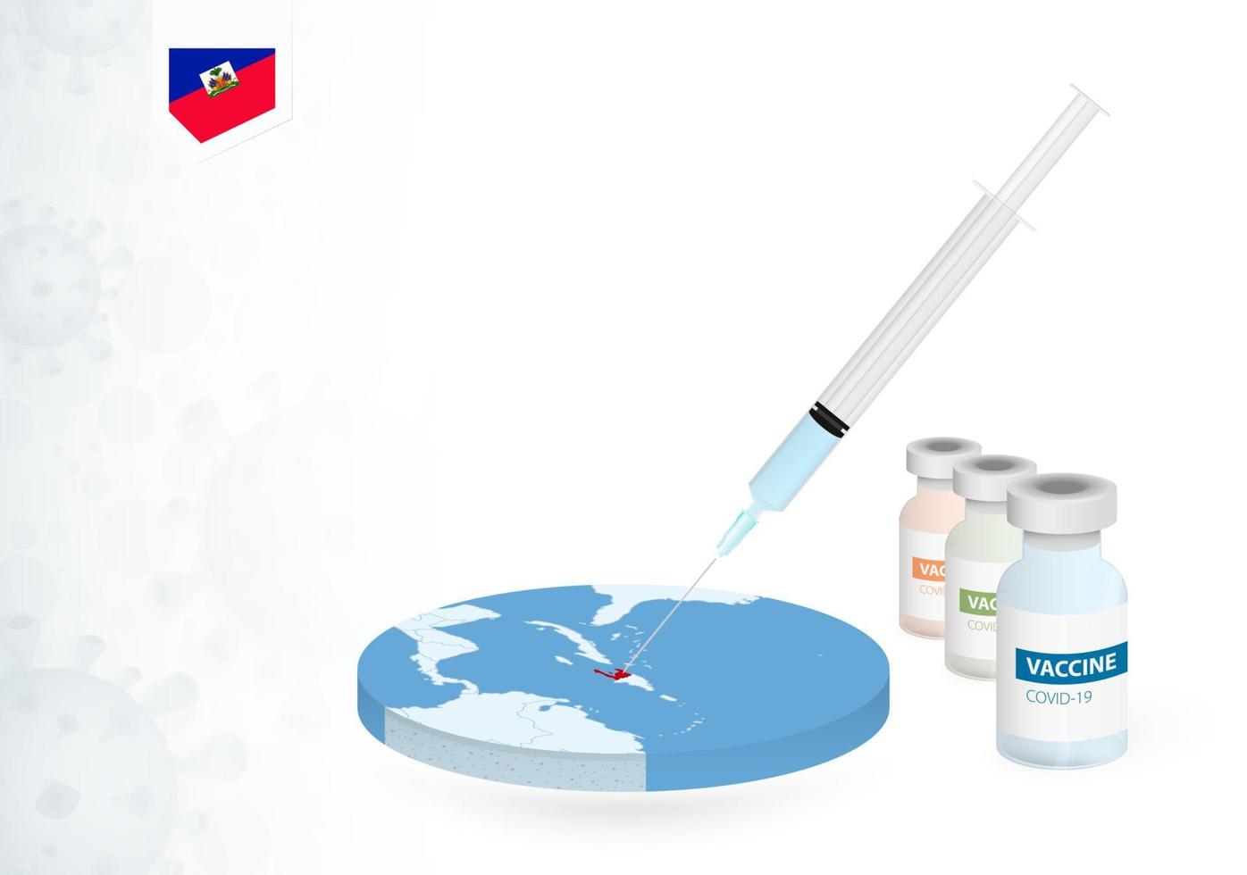 vaccinatie in Haïti met verschillend type van covid-19 vaccin. concept met de vaccin injectie in de kaart van Haïti. vector