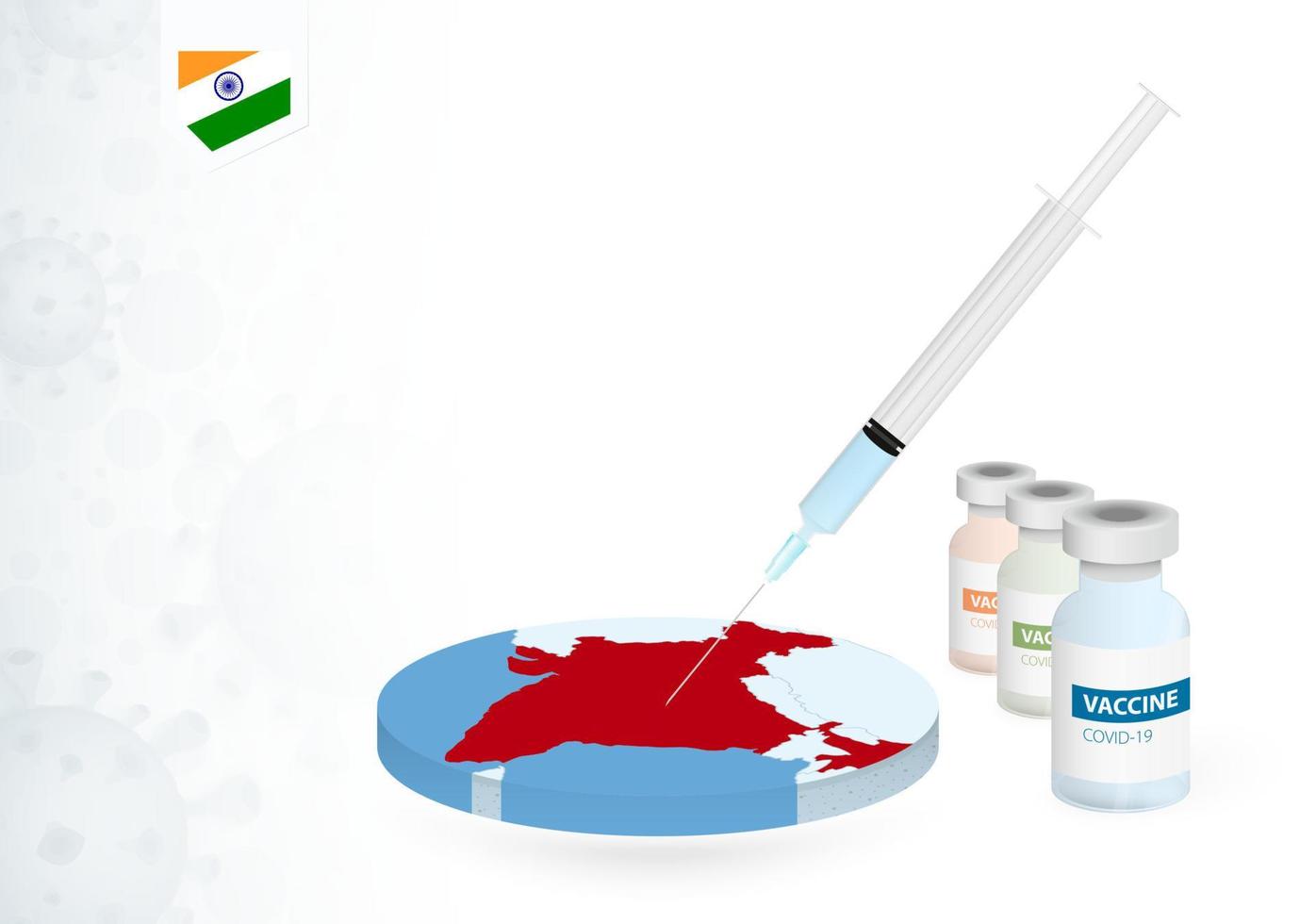 vaccinatie in Indië met verschillend type van covid-19 vaccin. concept met de vaccin injectie in de kaart van Indië. vector