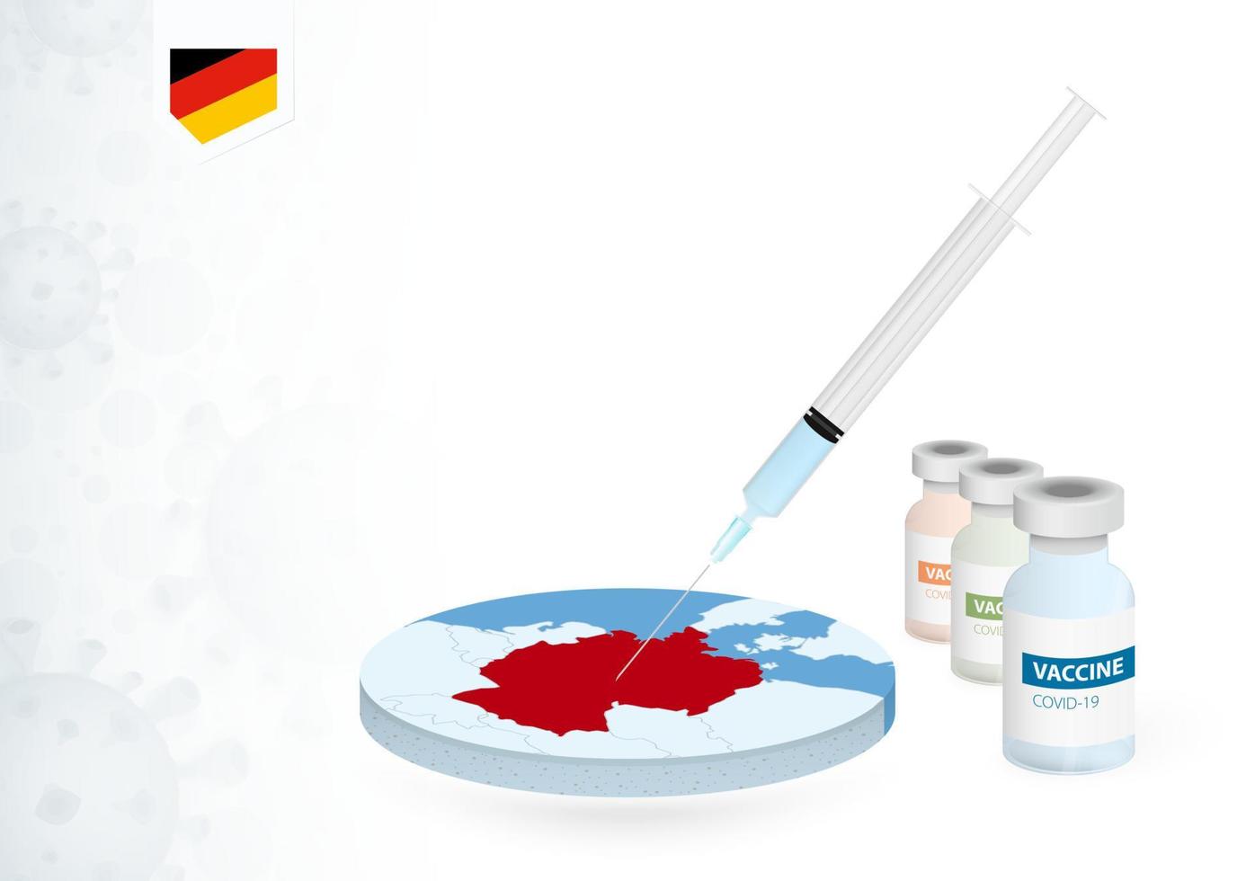 vaccinatie in Duitsland met verschillend type van covid-19 vaccin. concept met de vaccin injectie in de kaart van duitsland. vector