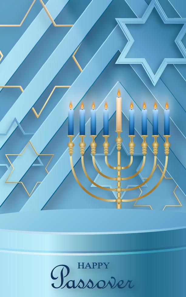 gelukkig pessah podium stadium voor de Pascha vakantie met mooi hoor en creatief Joods symbolen vector