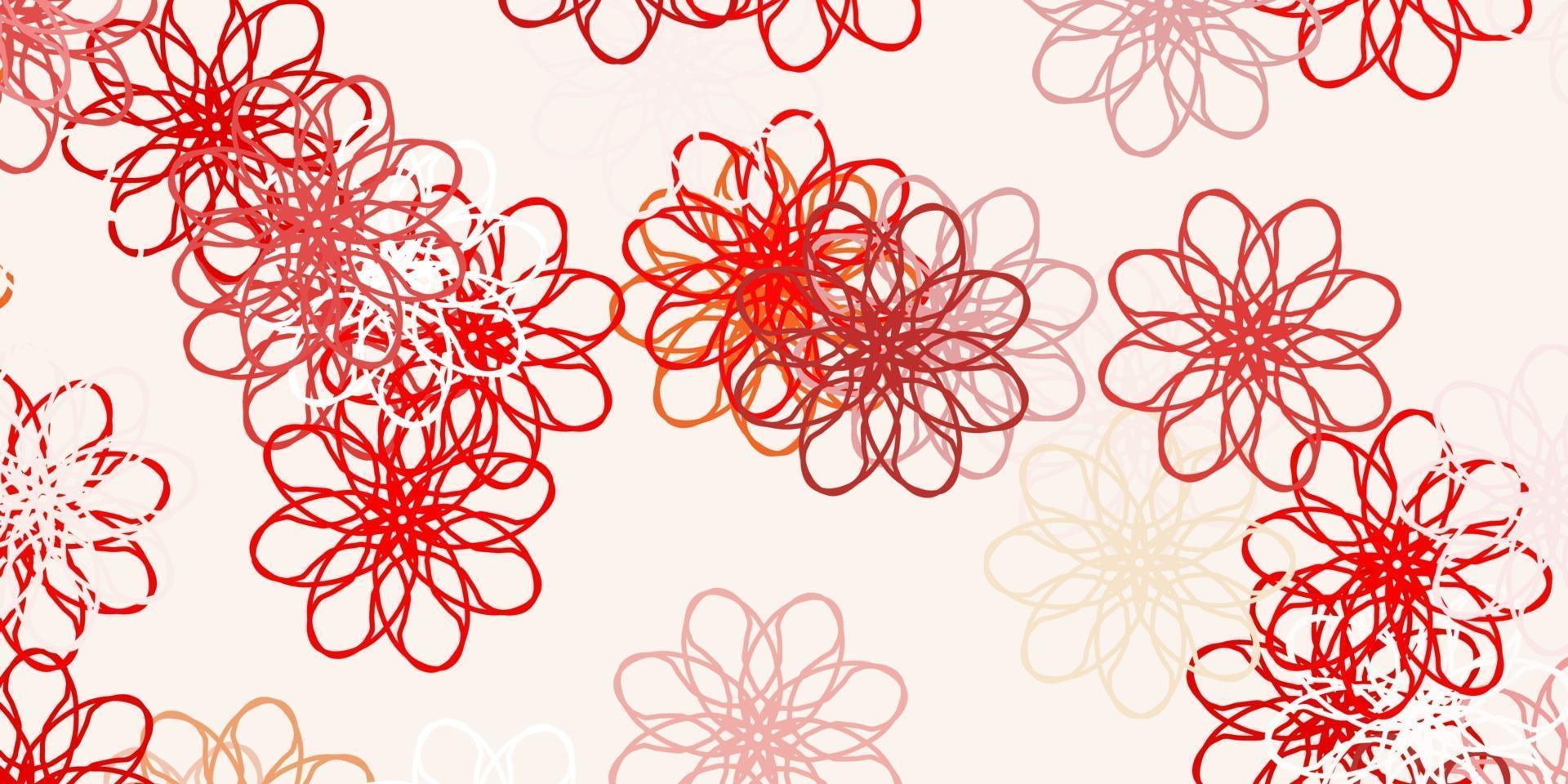 licht oranje vector doodle achtergrond met bloemen.