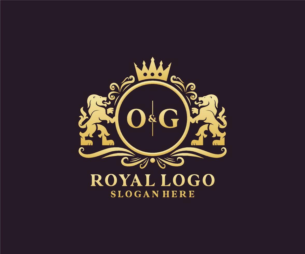 eerste og brief leeuw Koninklijk luxe logo sjabloon in vector kunst voor restaurant, royalty, boetiek, cafe, hotel, heraldisch, sieraden, mode en andere vector illustratie.