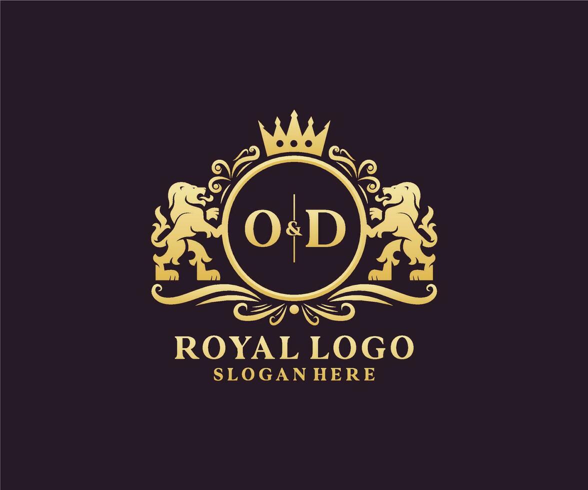 eerste od brief leeuw Koninklijk luxe logo sjabloon in vector kunst voor restaurant, royalty, boetiek, cafe, hotel, heraldisch, sieraden, mode en andere vector illustratie.