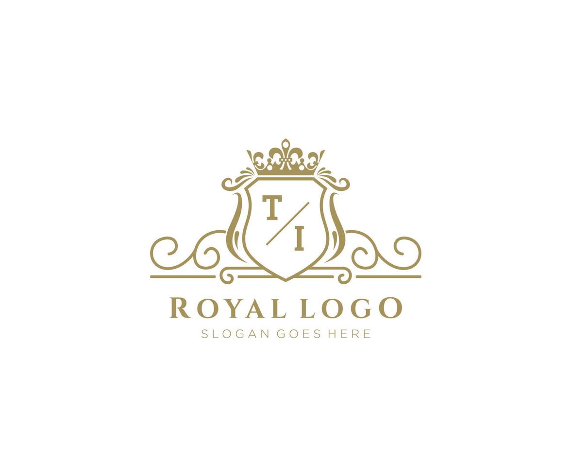 eerste ti brief luxueus merk logo sjabloon, voor restaurant, royalty, boetiek, cafe, hotel, heraldisch, sieraden, mode en andere vector illustratie.
