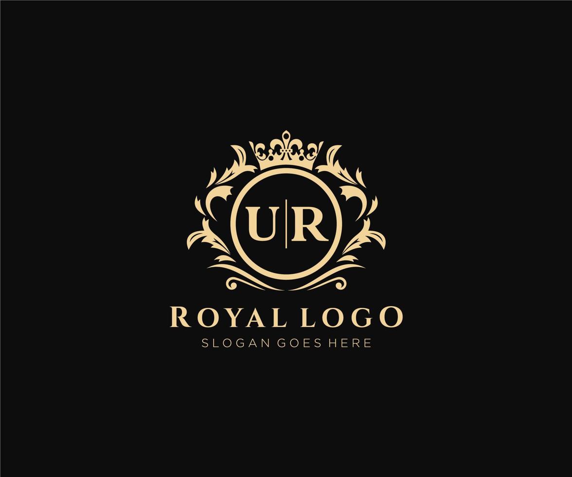 eerste ur brief luxueus merk logo sjabloon, voor restaurant, royalty, boetiek, cafe, hotel, heraldisch, sieraden, mode en andere vector illustratie.