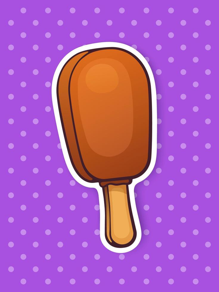 sticker ijs room ijs lolly met chocola glazuur vector