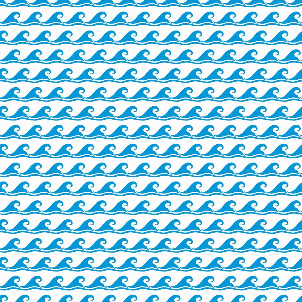 oceaan en zee water blauw golven naadloos patroon vector