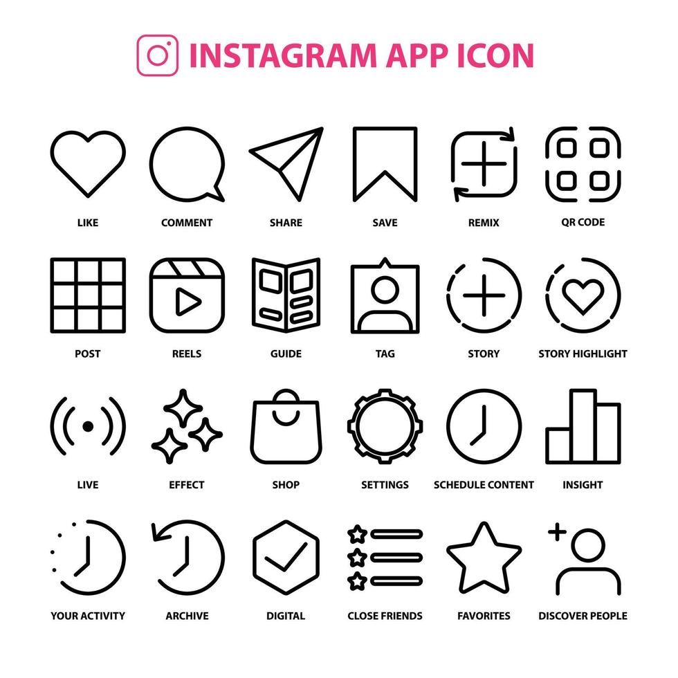 instagram app icoon symbool reeks pak voor grafisch ontwerp vector