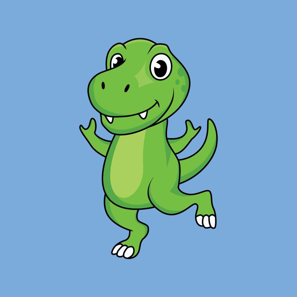 schattig dinosaurus jumping tekenfilm sticker vector illustratie