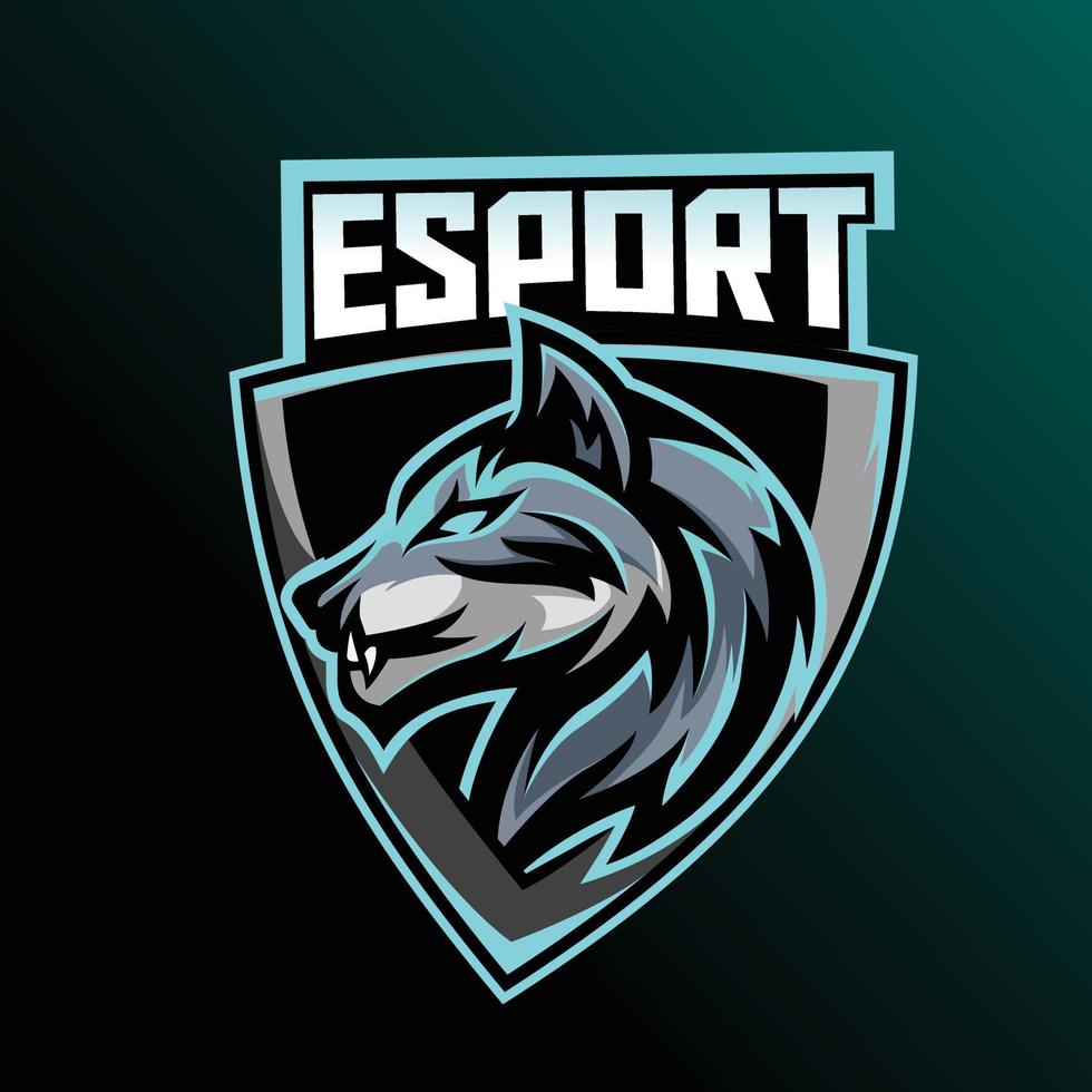 wolf esport gaming logo vector ontwerp