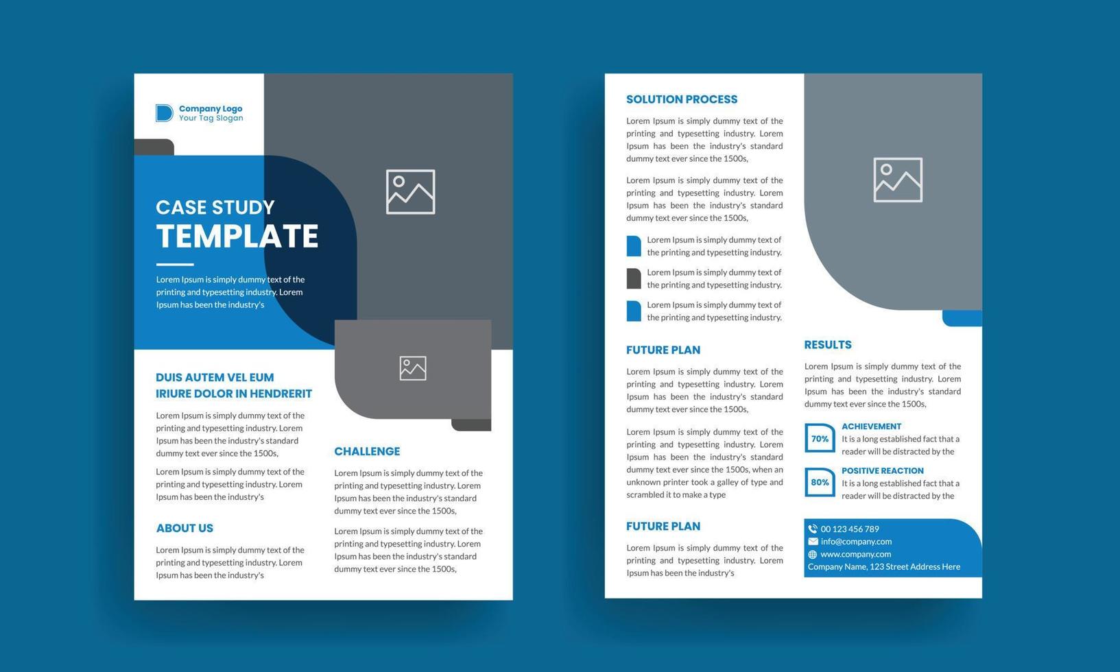 bedrijf geval studie dubbele kant folder of poster indeling. vector