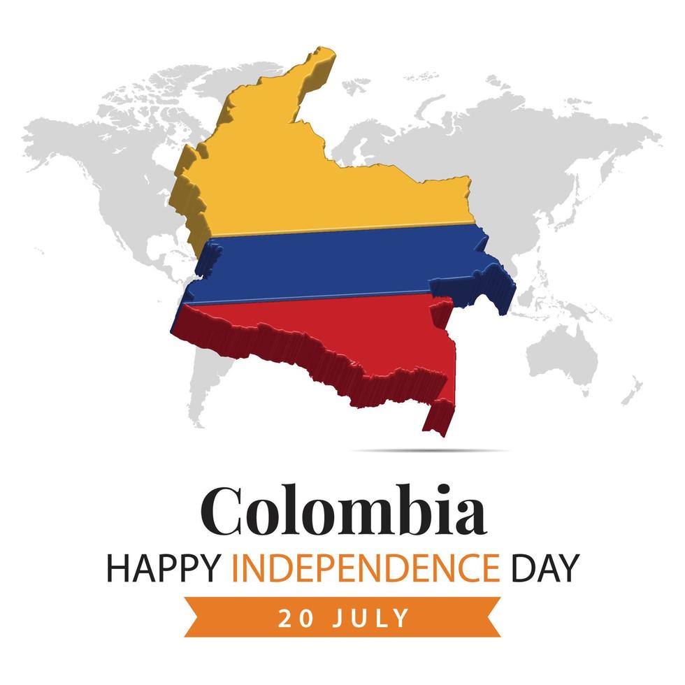 Colombia onafhankelijkheid dag, 3d renderen Colombia onafhankelijkheid dag illustratie met 3d kaart en vlag kleuren thema vector