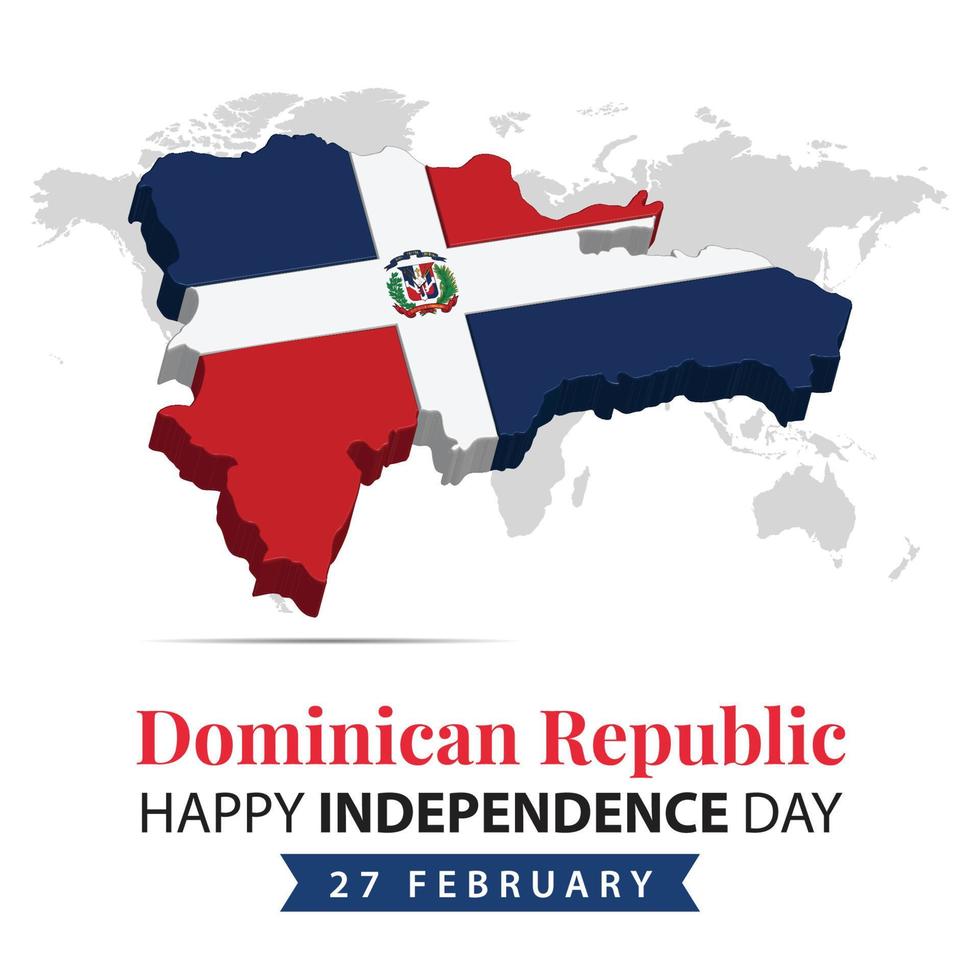 dominicaans republiek onafhankelijkheid dag, 3d renderen dominicaans republiek onafhankelijkheid dag illustratie met 3d kaart en vlag kleuren thema vector