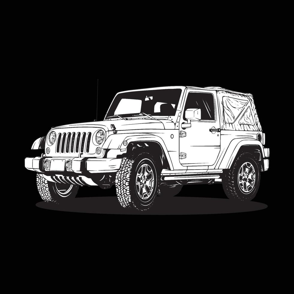 jeep auto kunst 4x4 illustratie vector lijn kunst