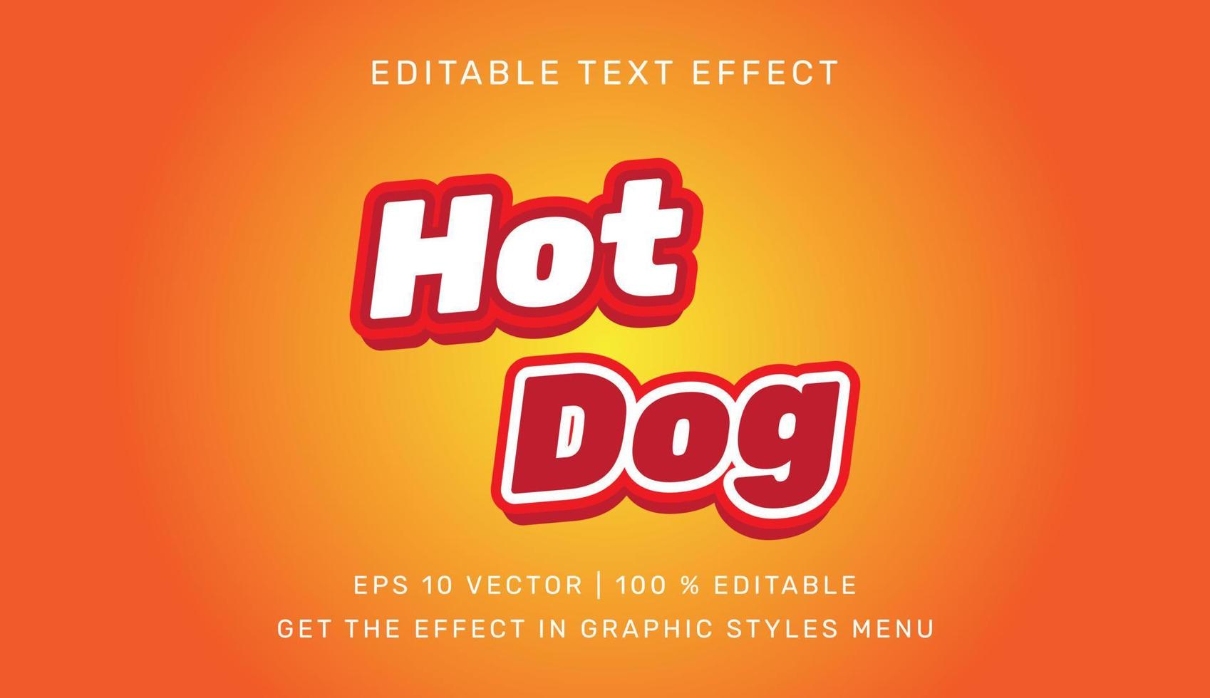 vector illustratie van heet hond 3d tekst effect sjabloon