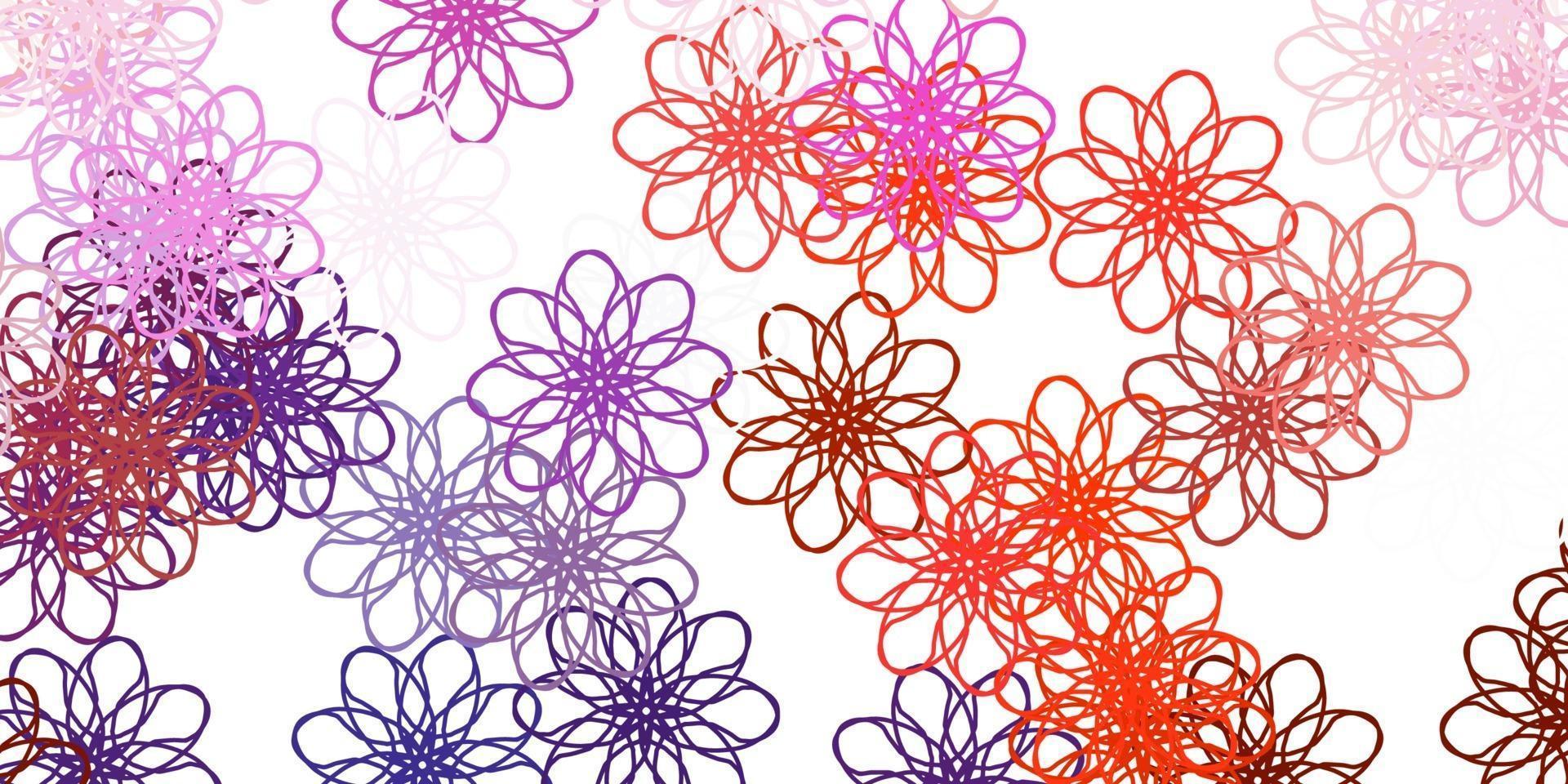 lichtroze, rode vectorkrabbelachtergrond met bloemen. vector