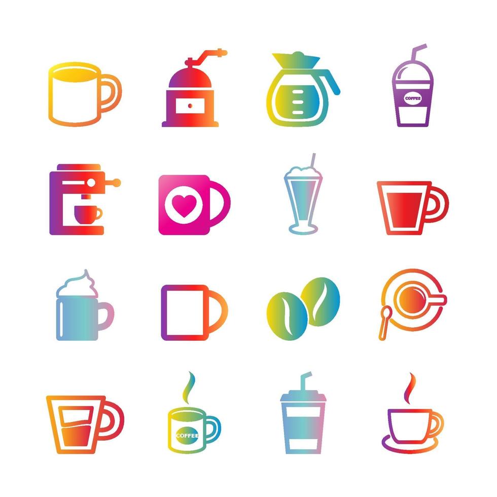 koffie vector kleurovergang pictogrammen