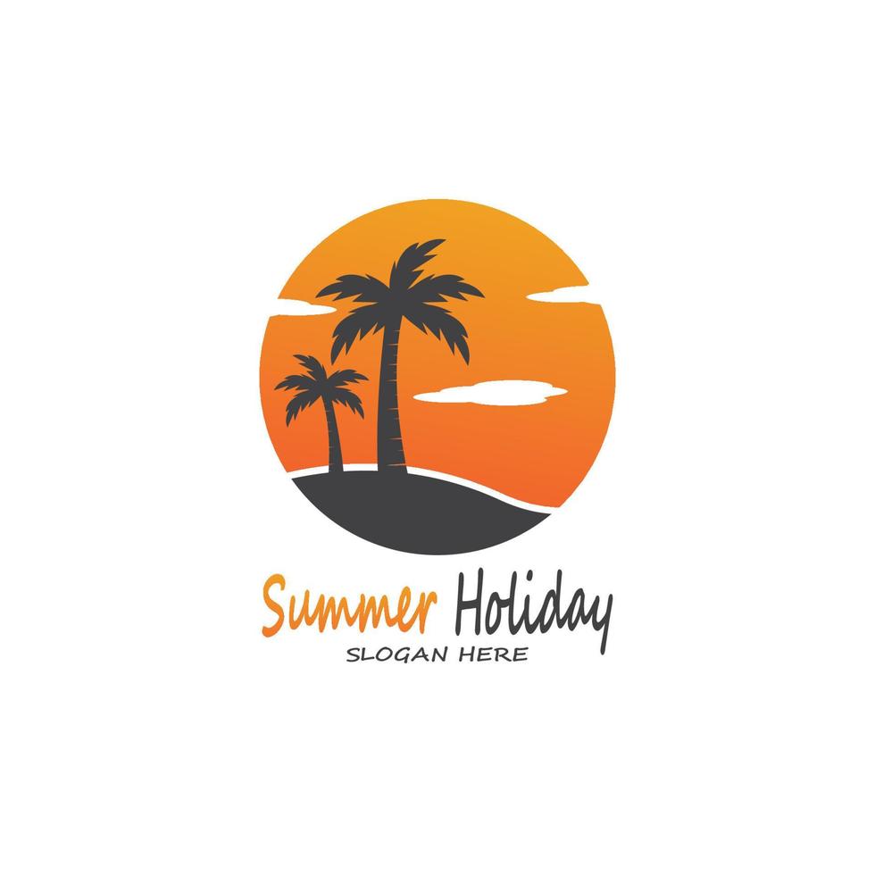 palm bomen zomer vakantie logo ontwerp vector sjabloon illustratie