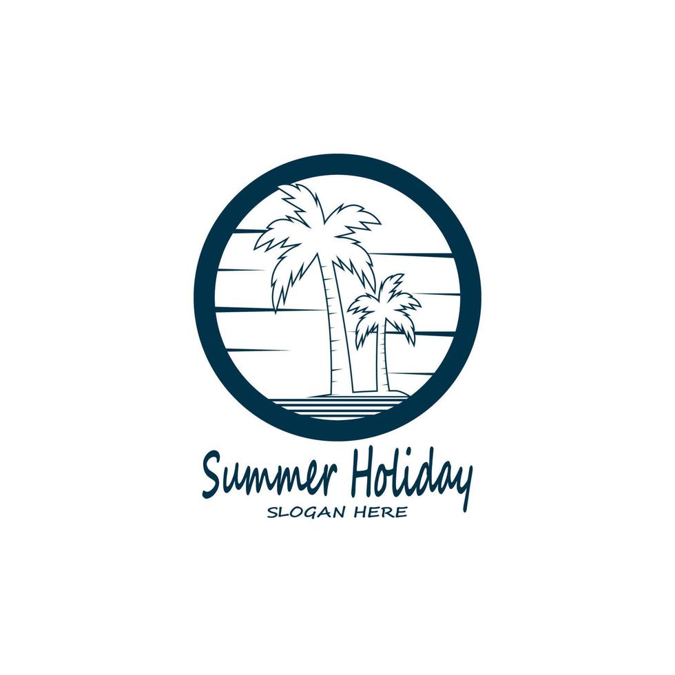 palm bomen zomer vakantie logo ontwerp vector sjabloon illustratie