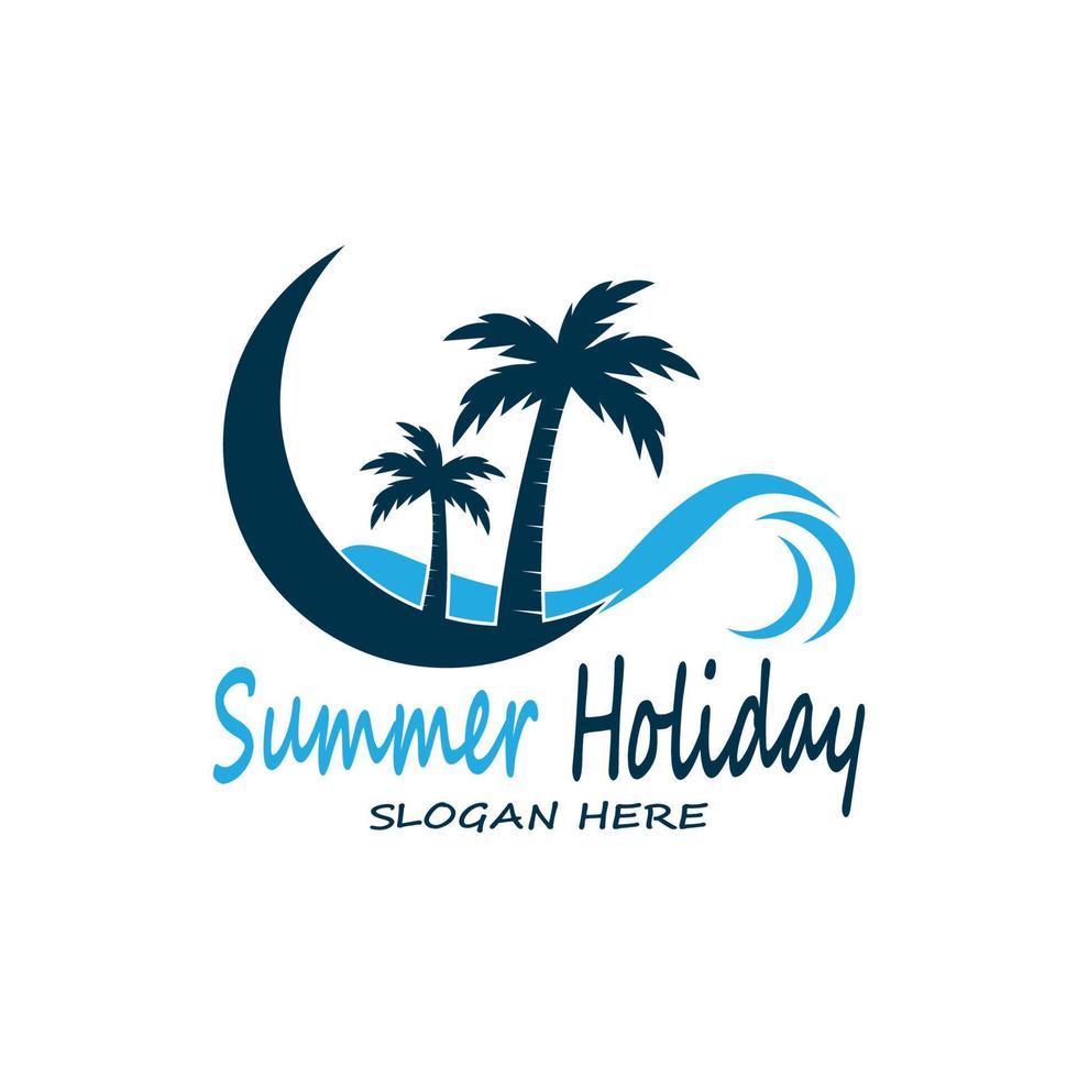 palm bomen zomer vakantie logo ontwerp vector sjabloon illustratie