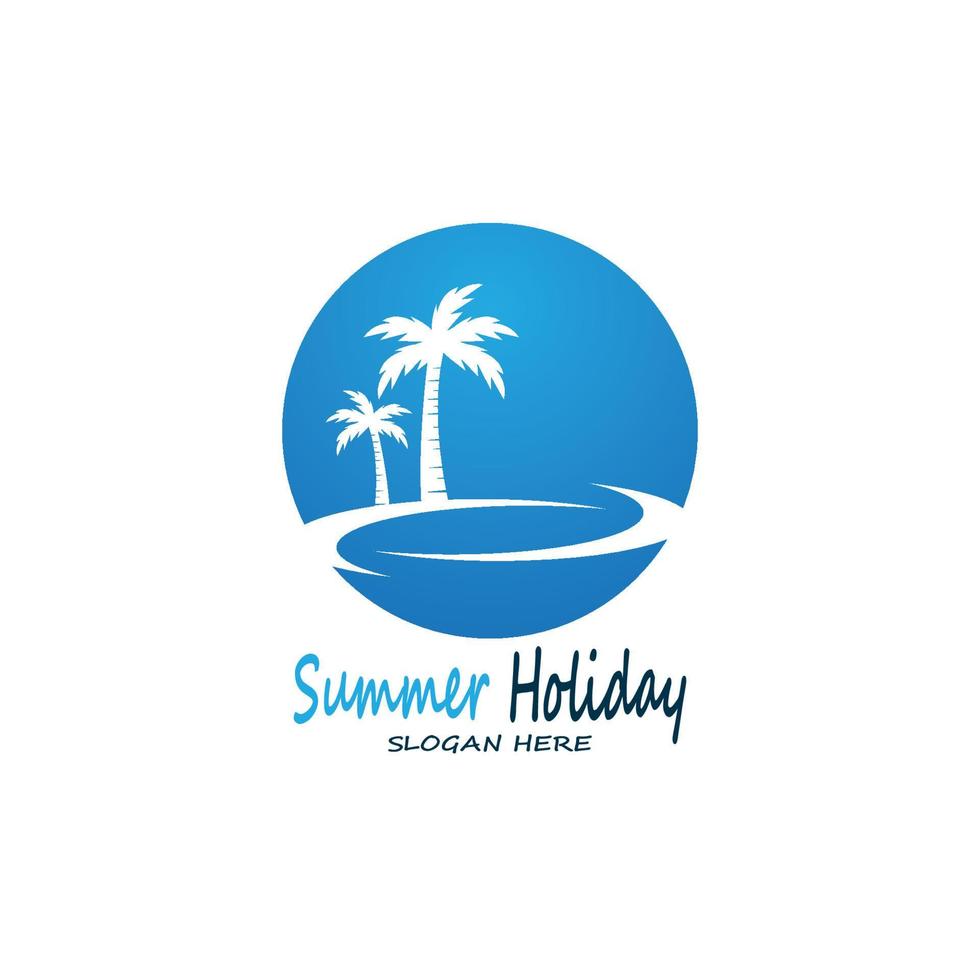 palm bomen zomer vakantie logo ontwerp vector sjabloon illustratie