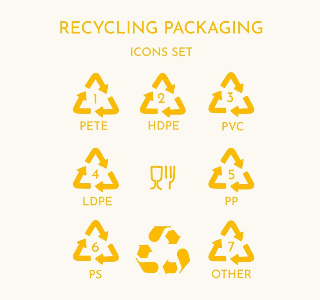 reeks van verpakking recycle etiketten. vector