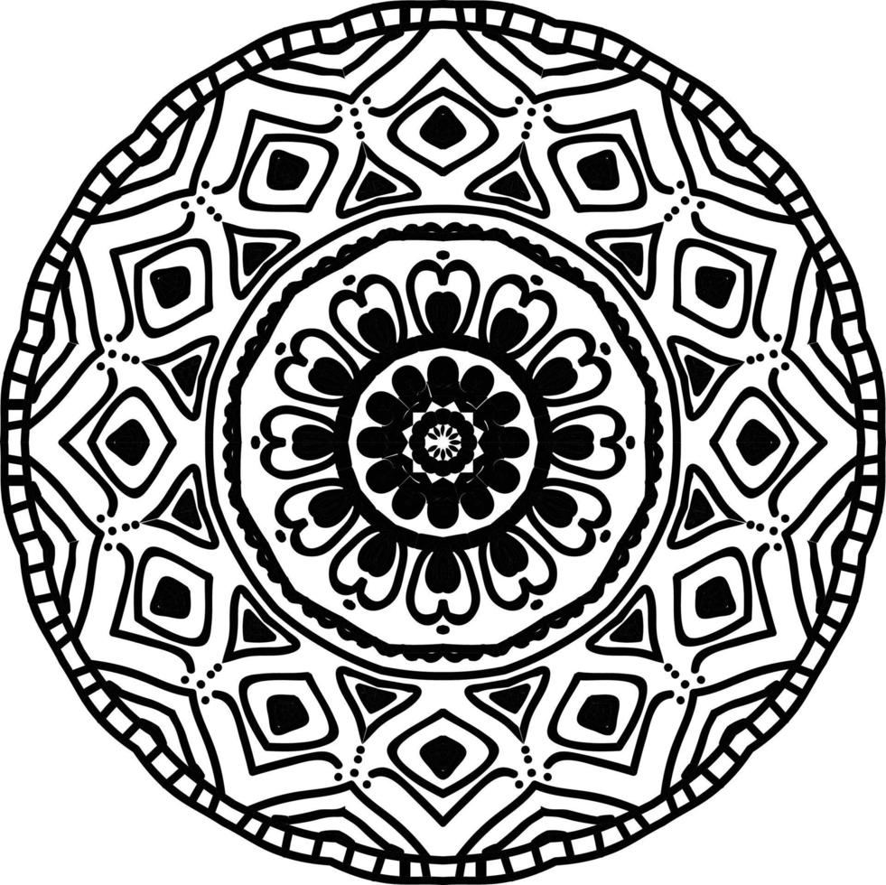 zwart en wit bloemen Arabisch sier- ronde kant ornament vector