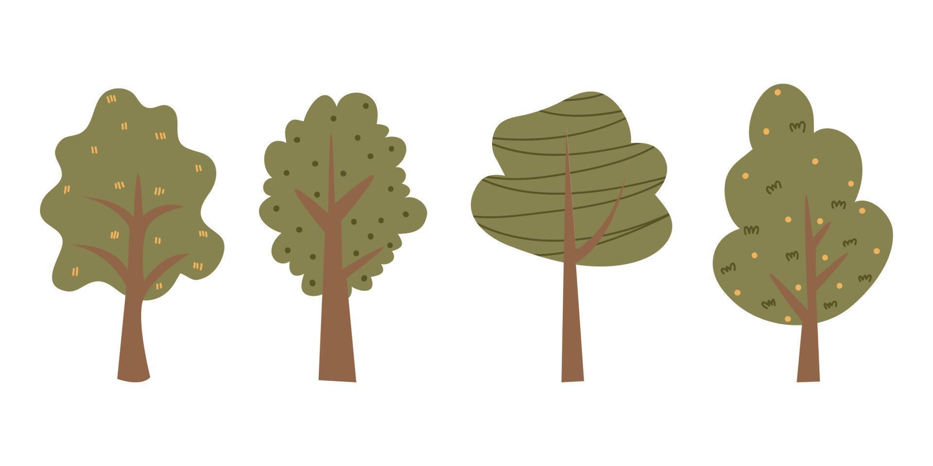 tekenfilm boom illustratie. vector illustratie van herfst bomen Aan een wit achtergrond.