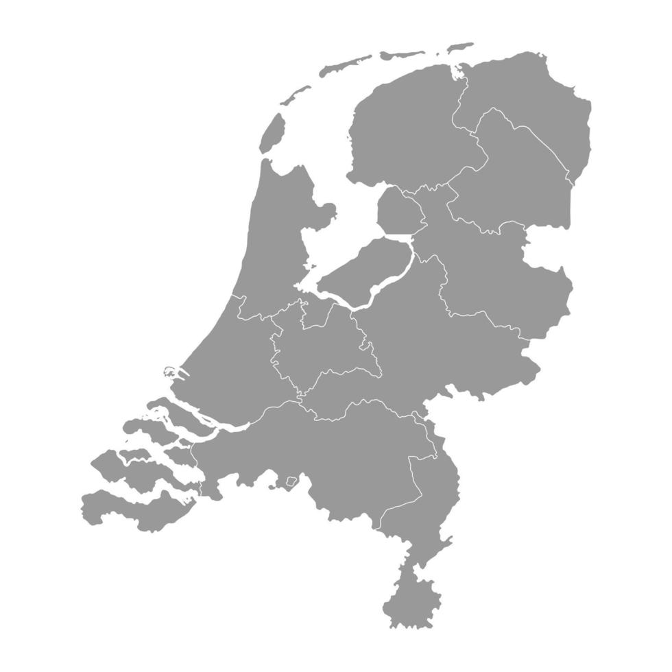 Nederland grijs kaart met provincies. vector illustratie.