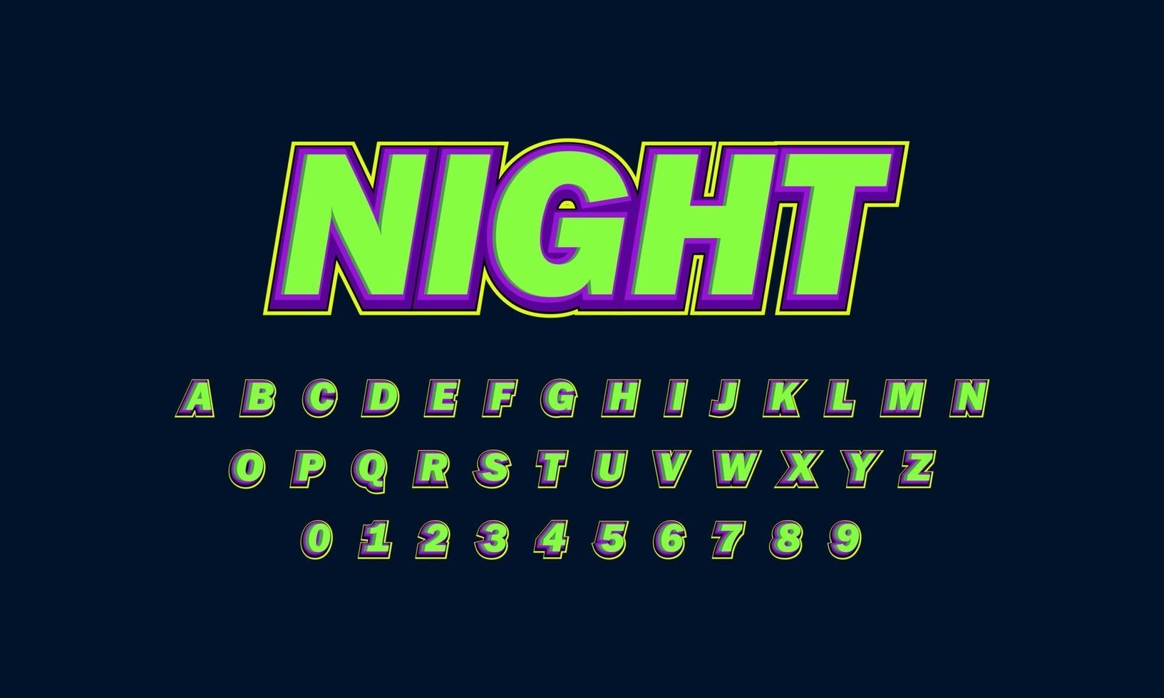 nacht lettertype alfabet vector