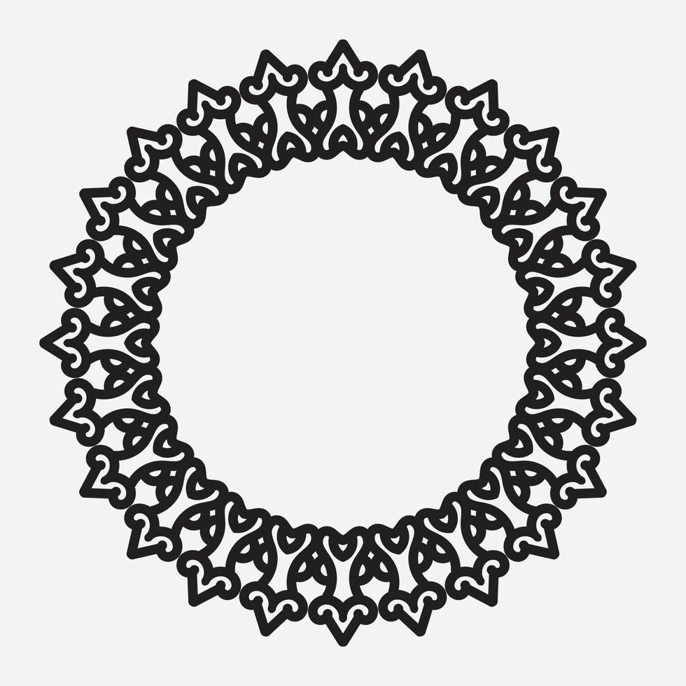 bloemen ronde kader met zwart kleur Aan wit achtergrond vector