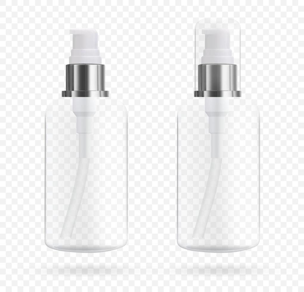 kunstmatig fles met dispenser voor zeep en cosmetica. mockup van verpakking voor vloeistoffen. vector 3d illustratie.