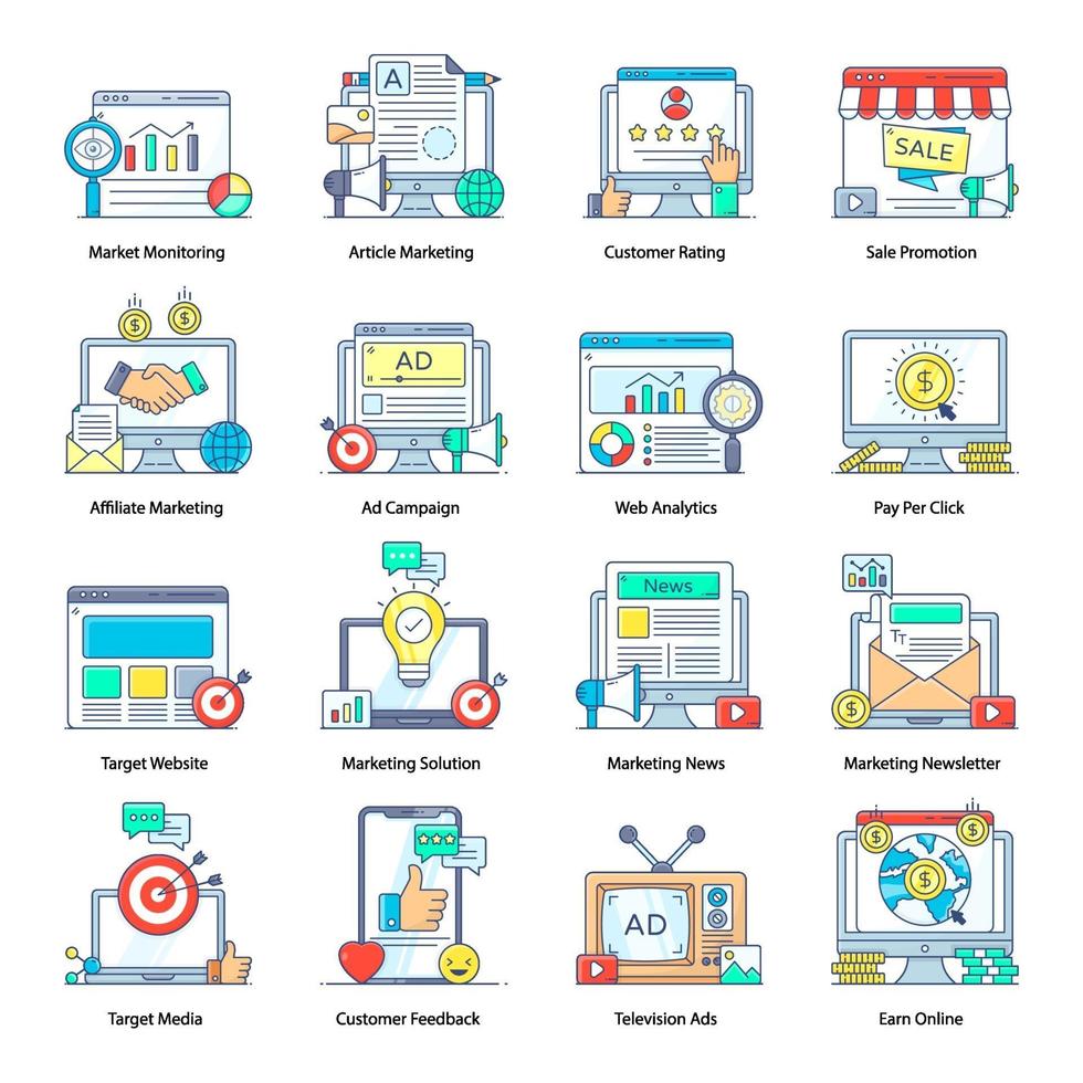 online reclame, media en technologie vector