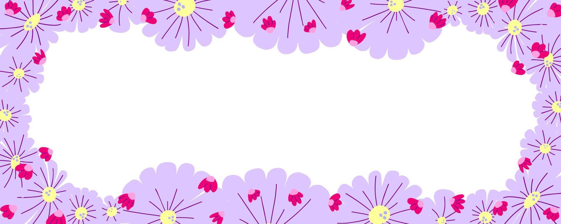 schattig hand- getrokken kader van bloemen. decoratief element met lavendel bloemen voor het drukken uitnodigingen, brieven of groet kaarten. vector