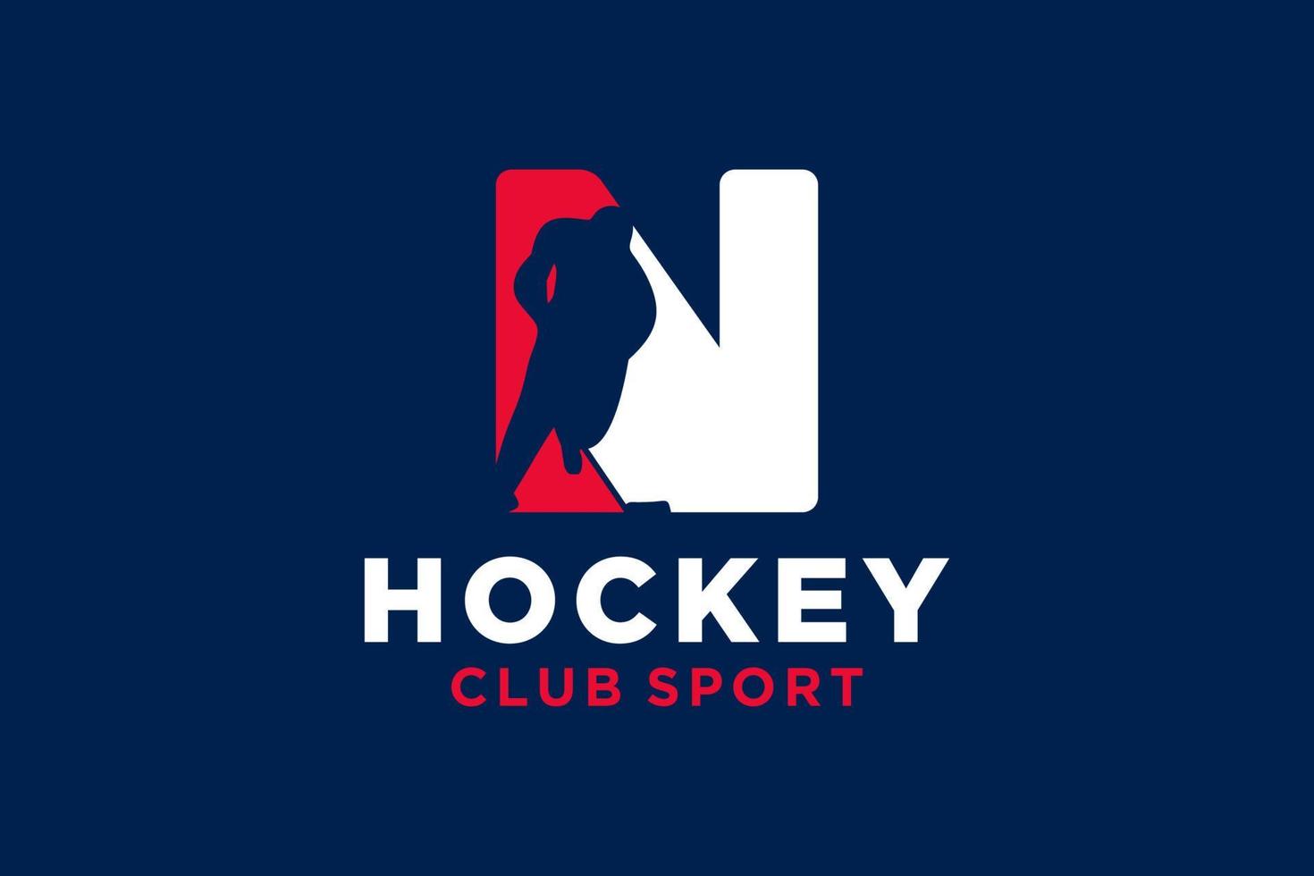vector initialen brief n met hockey creatief meetkundig modern logo ontwerp.