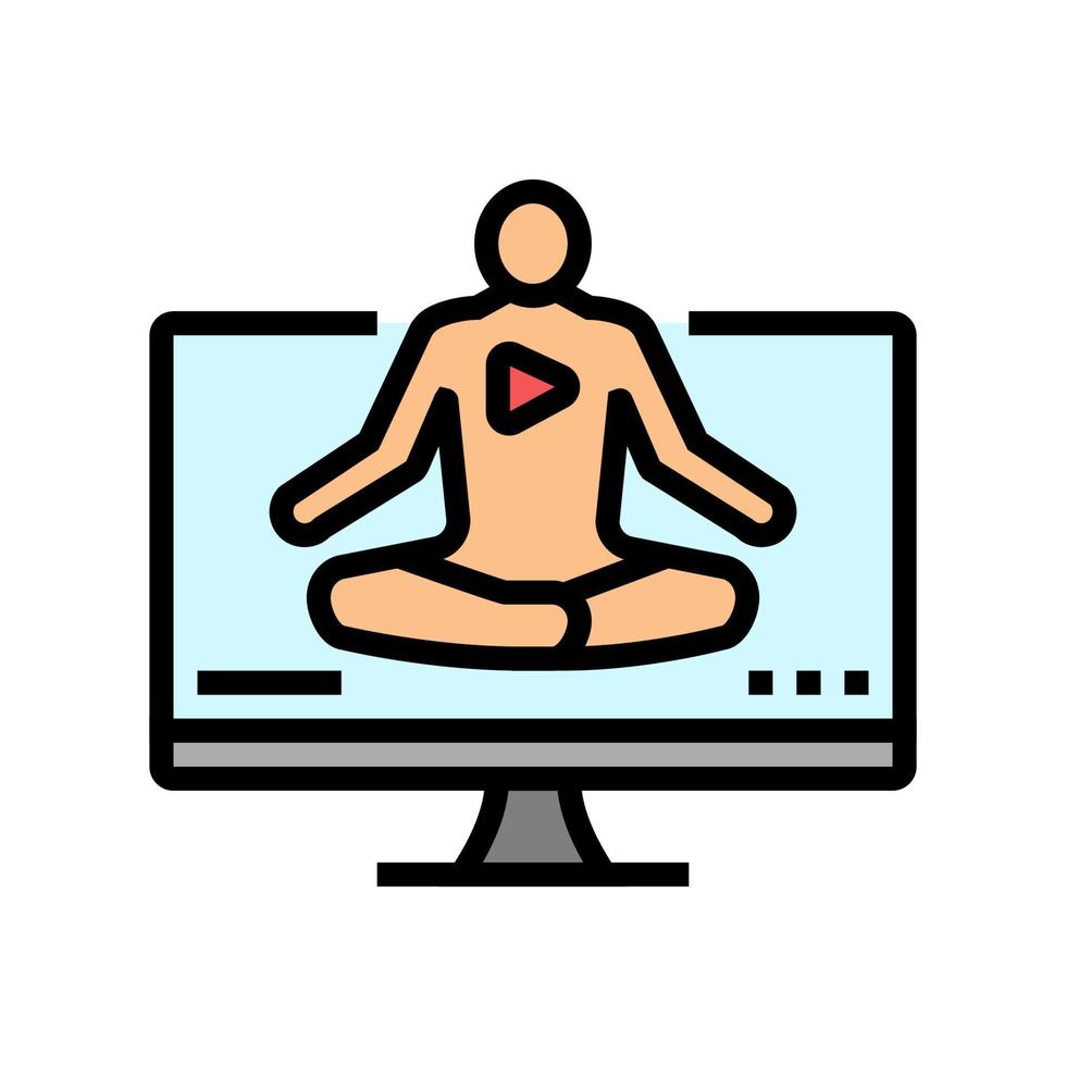 web online yoga kom tot rust kleur icoon vector illustratie