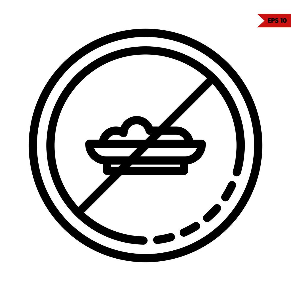 Nee voedsel in Nee teken bord lijn icoon vector