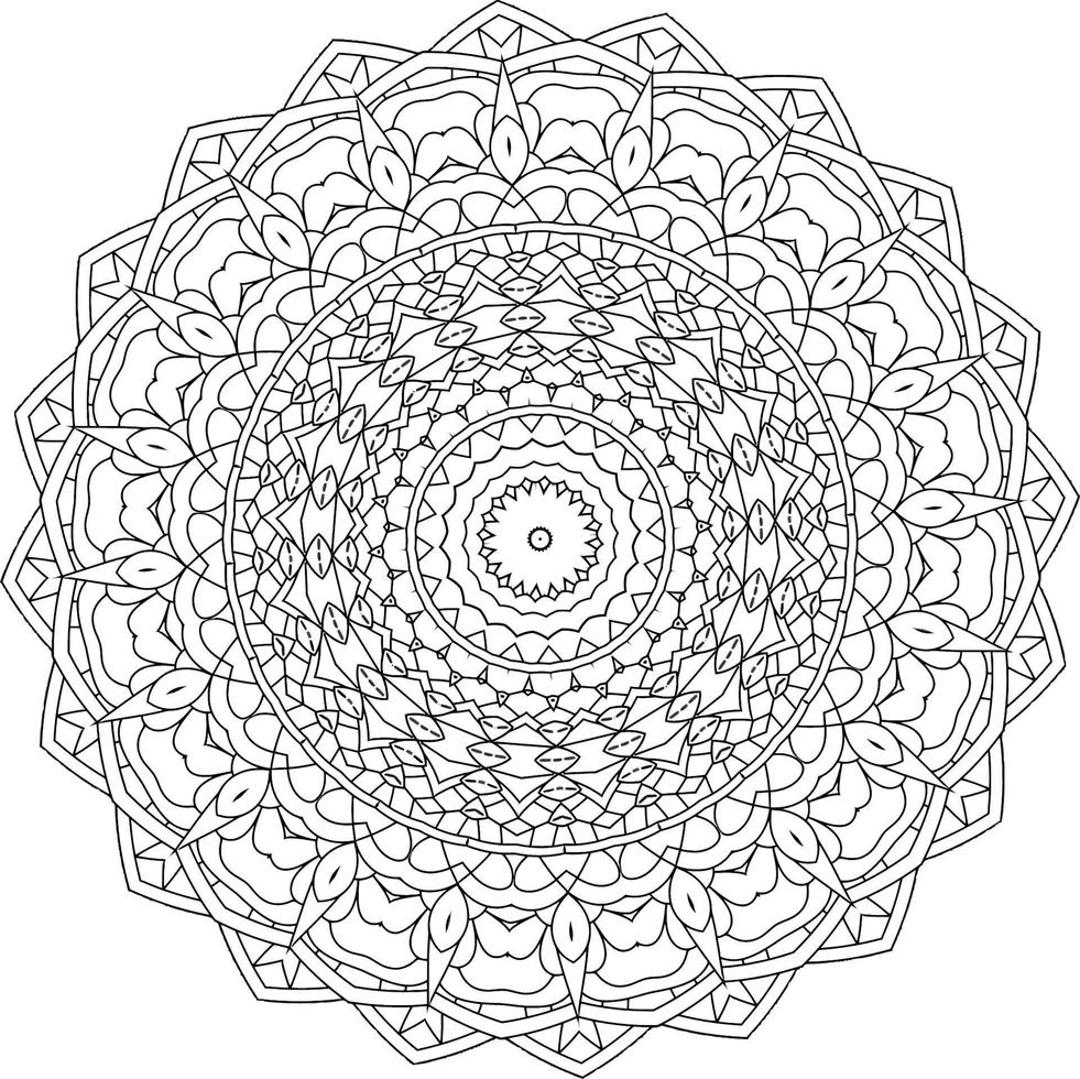 gemakkelijk tekening mandala met bloemen en hart patronen Aan een wit geïsoleerd achtergrond. voor kleur boek Pagina's. vector