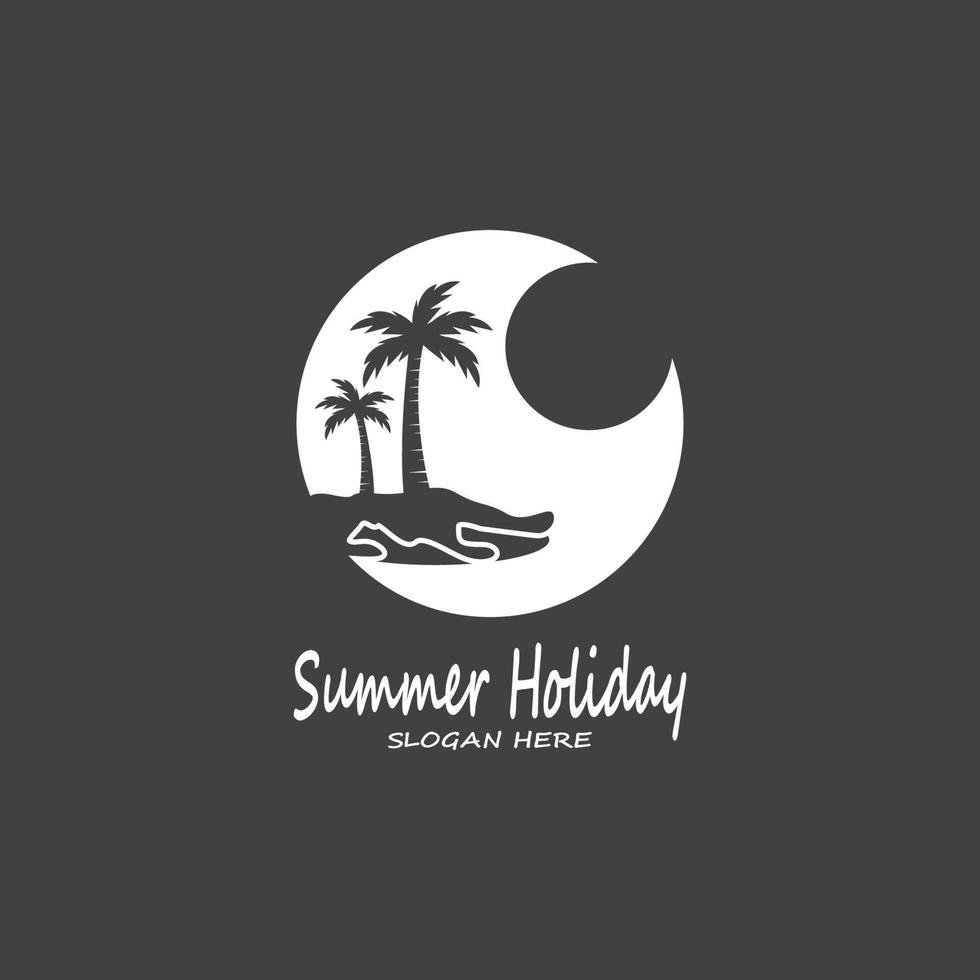 palm bomen zomer vakantie logo ontwerp vector sjabloon illustratie