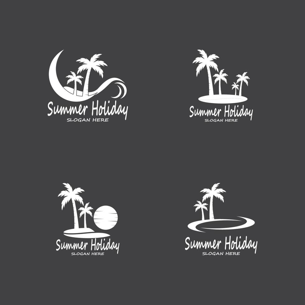 palm bomen zomer vakantie logo ontwerp vector sjabloon illustratie