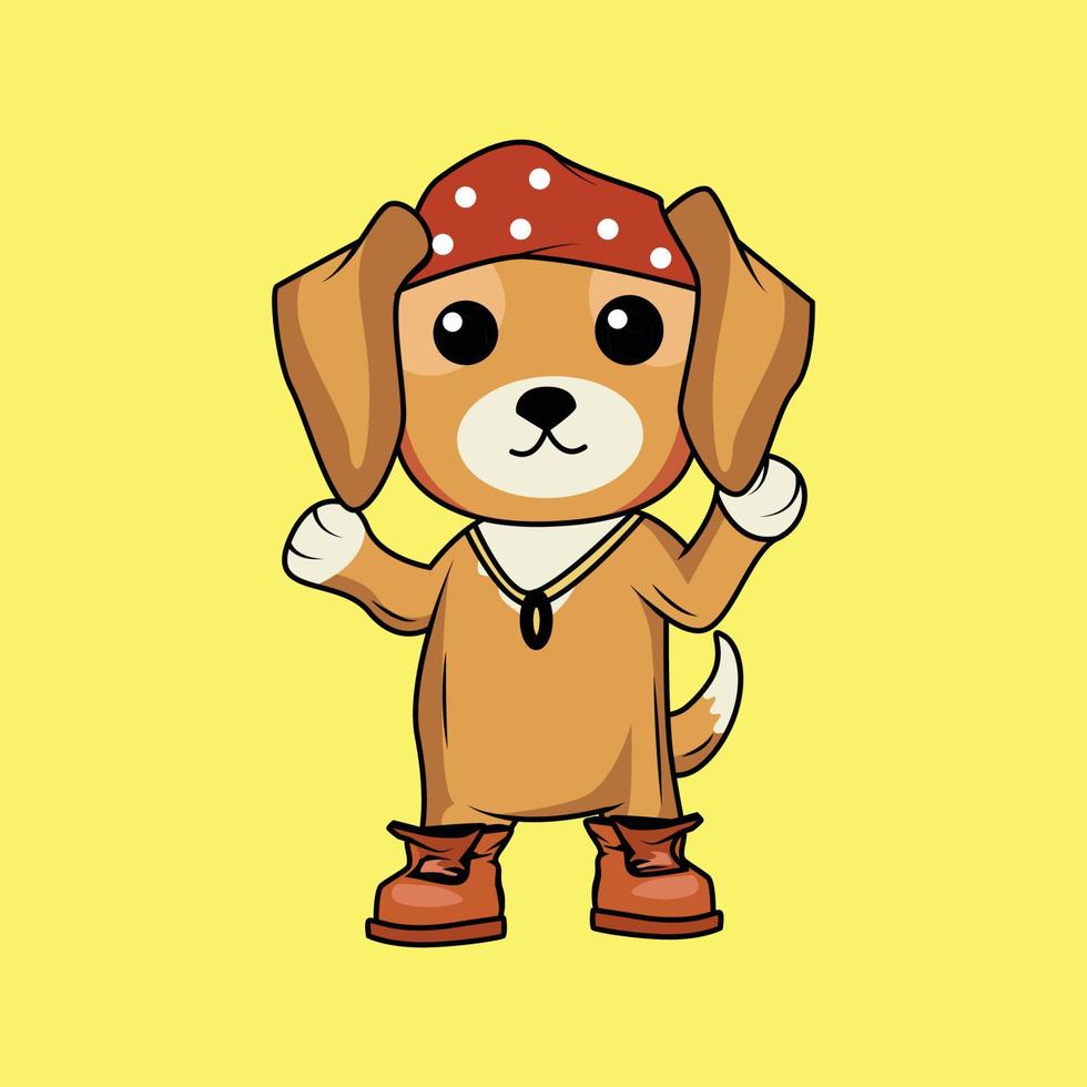 schattig gangster hond tekenfilm sticker vector illustratie