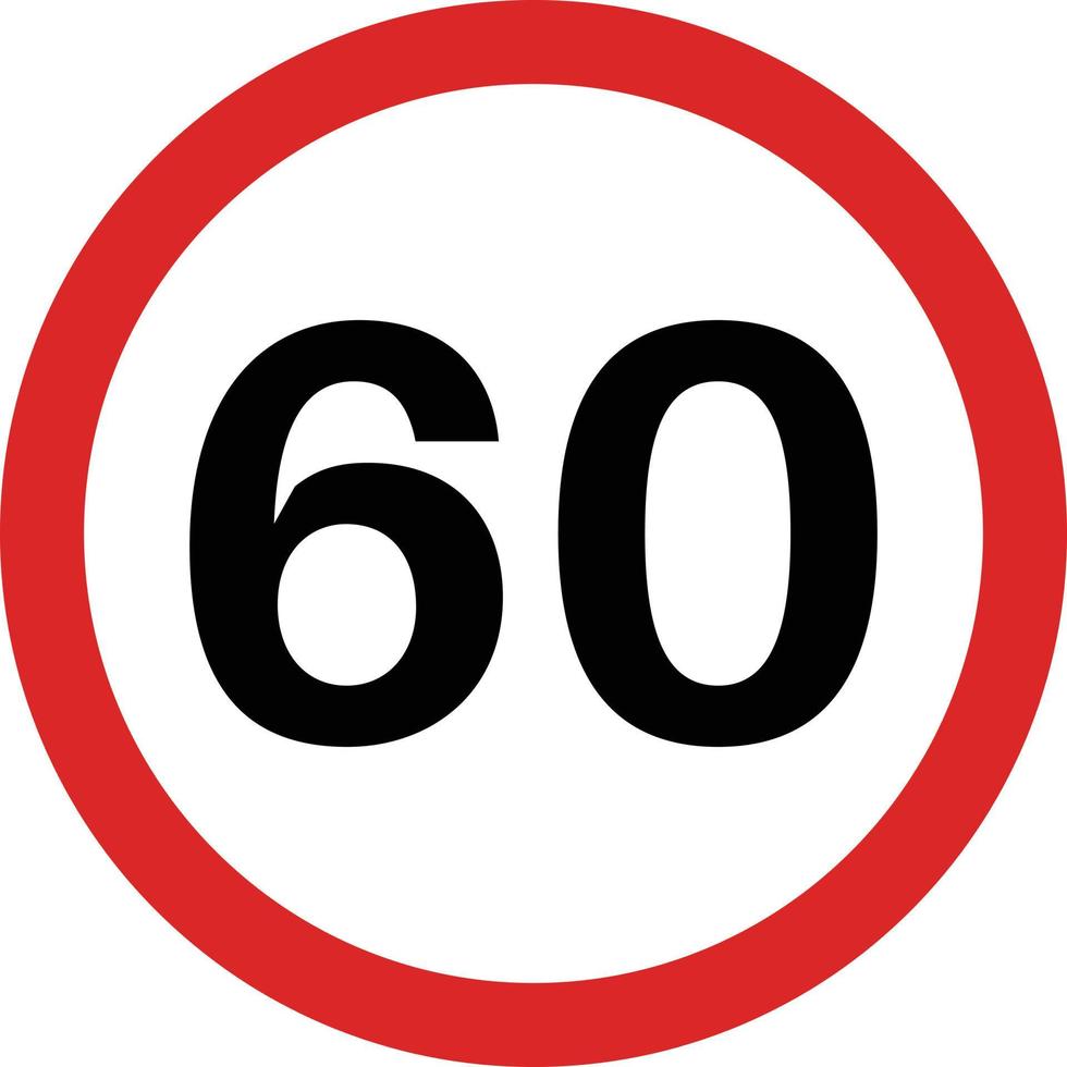 verkeer teken snelheid begrenzing 60. 60 snelheid beperking weg teken Aan wit achtergrond . snelheid begrenzing teken 60 vector