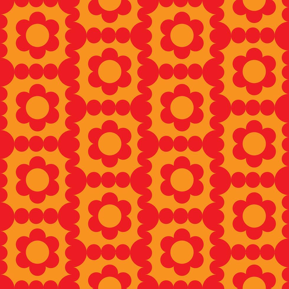 kleurrijk meetkundig oranje rood bloemen patroon vector