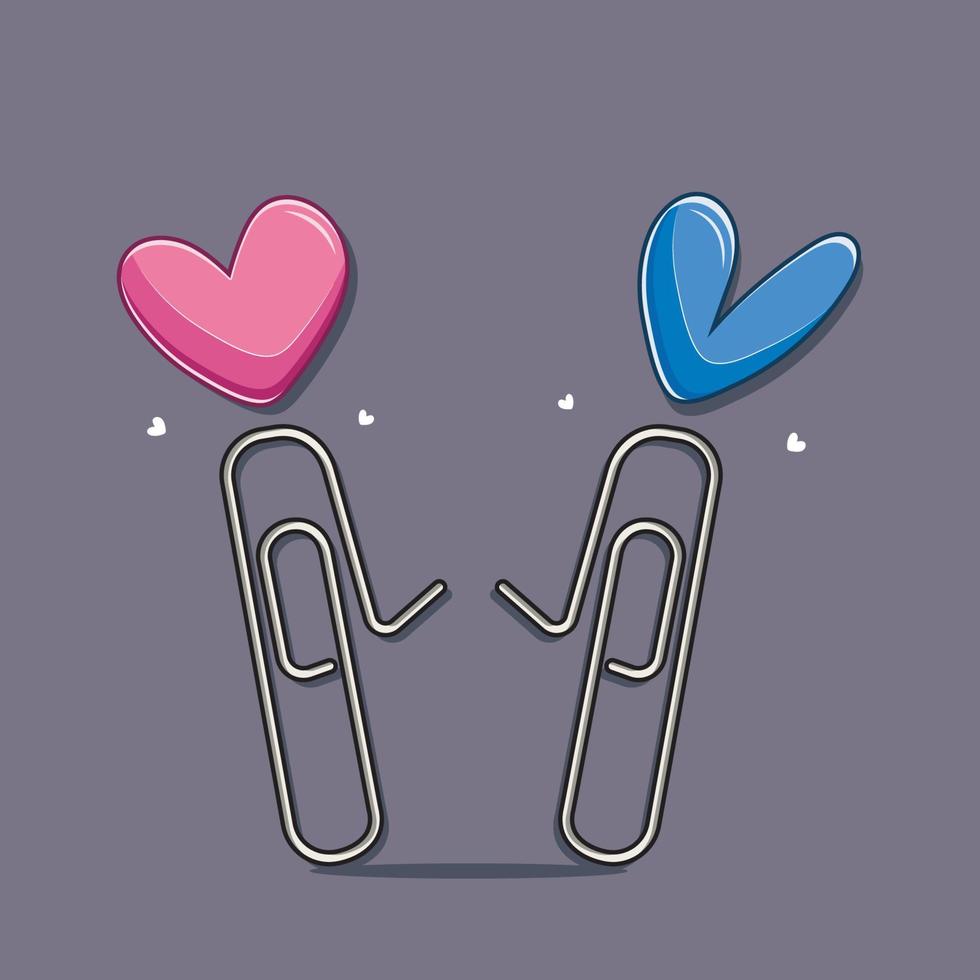 twee clips vertegenwoordigen een paar in liefde vector illustratie pro downloaden